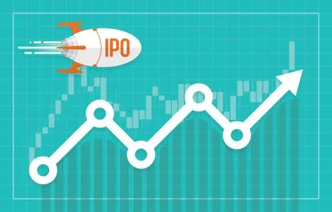 IPO or Initial Public Offering corporate stock market, company growth concept Stock Illustration