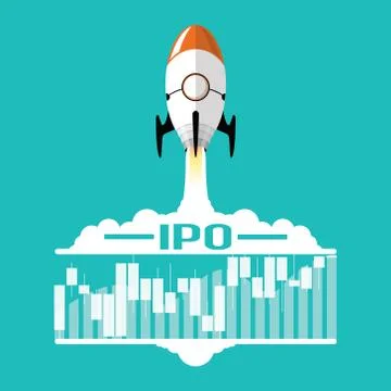 IPO or Initial Public Offering corporate stock market, company growth concept Stock Illustration