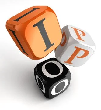 Ipo orange black dice blocks Stock Illustration