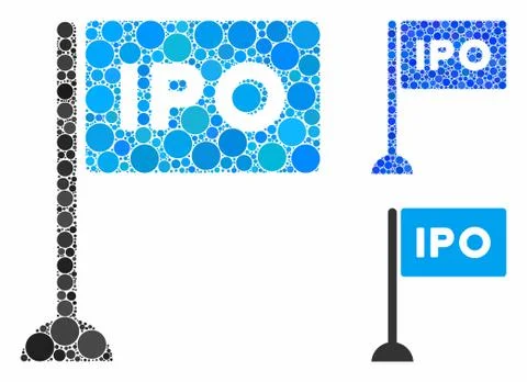 IPO rectangle flag Mosaic Icon of Round Dots Stock Illustration
