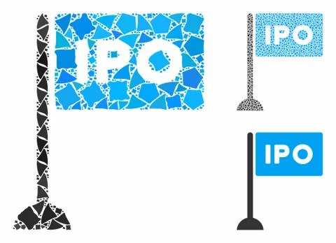IPO rectangle flag Mosaic Icon of Unequal Items Stock Illustration