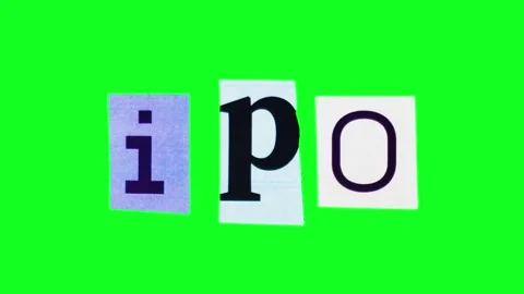 IPO title on green screen background made of separate letters on crumpling Stock Footage 258178133
