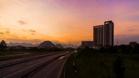 Ipoh City Interchange During Sunrise Vídeo Stock 103855567