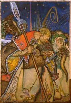 ï»¿Poland and Lithuania, left part of the triptych Adoration of the Magi . Stock Photos