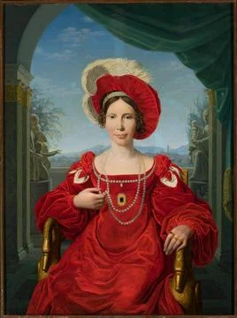 ï»¿Portrait of princess Augusta Von Hessen-Kassel. Bury, Friedrich (1763-1 Stock Photos