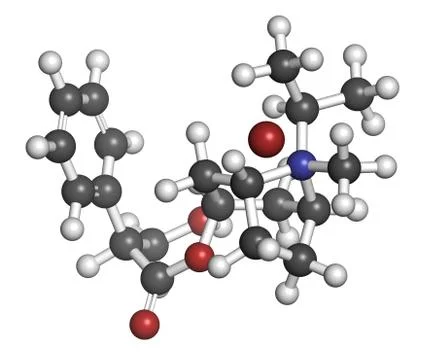 Ipratropium bromide asthma and copd drug, chemical structure. Stock Illustration