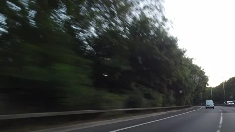 Ipswich to Luton Window View of Motorways and Traffic During Sunset Stock Footage 315080388