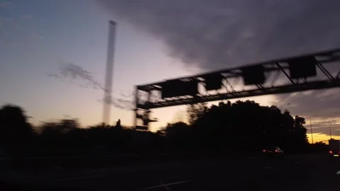 Ipswich to Luton Window View of Motorways and Traffic During Sunset Stock Footage 315081160