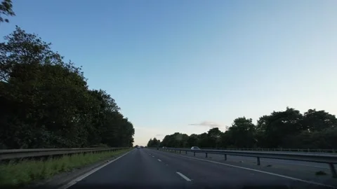 Ipswich to Luton Window View of Motorways and Traffic During Sunset Stock Footage 315088994
