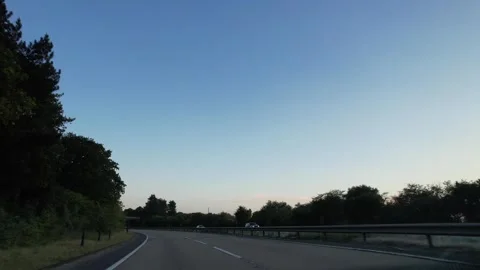 Ipswich to Luton Window View of Motorways and Traffic During Sunset Stock Footage 315089944