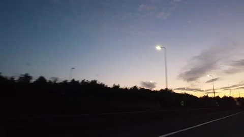 Ipswich to Luton Window View of Motorways and Traffic During Sunset Video stock 315093174