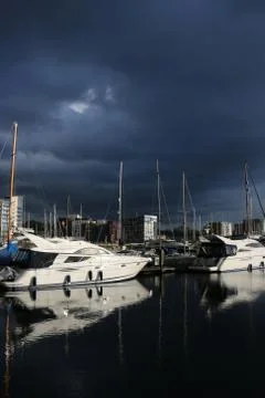Ipswich waterfront with storm clouds Stock-Fotos