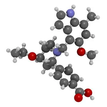Iptacopan drug molecule. 3D rendering. Stock-Illustration