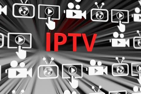 IPTV concept blurred background 3d render illustration Illustrazione stock