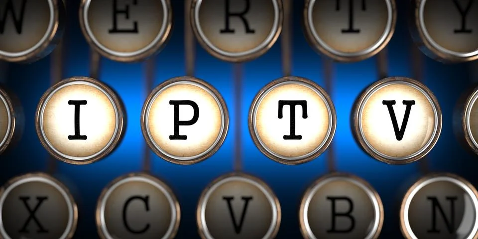 IPTV on Old Typewriter's Keys. Stock Illustration