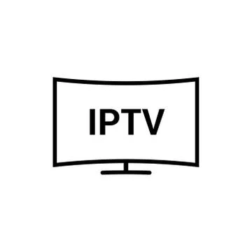 IPTV vector line icon. IP TV video channel box concept icon. Stock Illustration