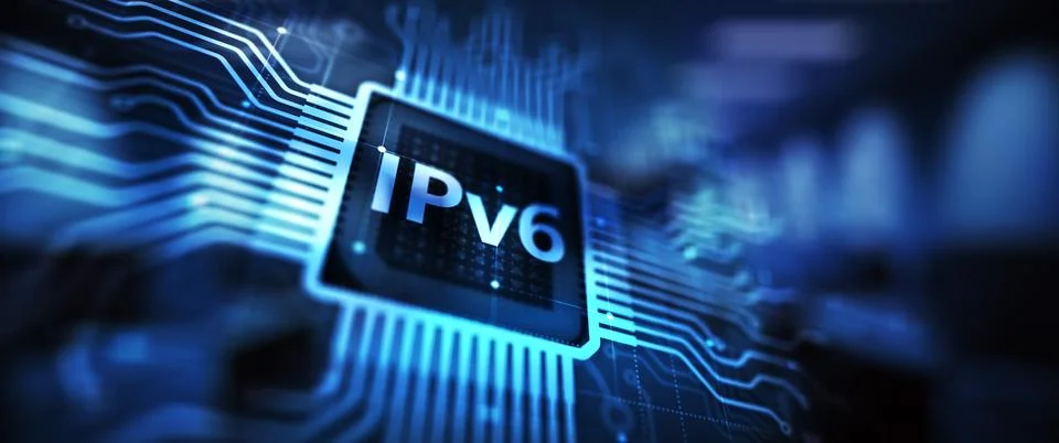 Ipv6 network protocol standard internet communication concept on virtual scre Stock Illustration