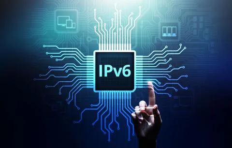 Ipv6 network protocol standard internet communication concept on virtual screen. Stock-Fotos