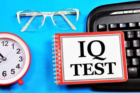 IQ test . A text label in the research notebook. Stock Photos