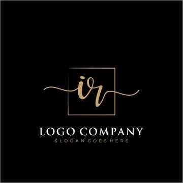IR Initial handwriting logo with rectangle template vector Stock Illustration