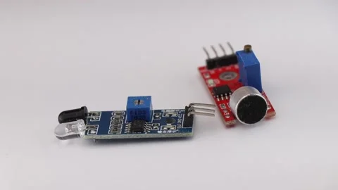 IR sensor and sound sensor modules for arduino, Various arduino sensor Video stock 159880142