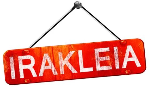 Irakleia, 3D rendering, a red hanging sign Stock Illustration