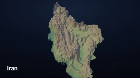 Iran 3D elevation relief map Stock Footage 340608167