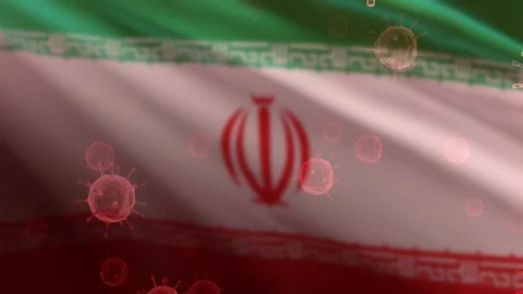 Iran 3D Flag With Virus Floating Animation Closeup (3D Rendering) 動画素材 126802433