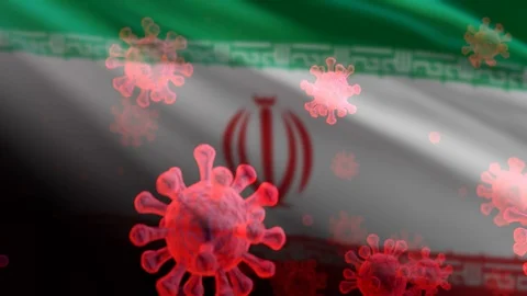 Iran 3D Flag With Virus Floating Animation Closeup (3D Rendering) Stock Footage 126823516
