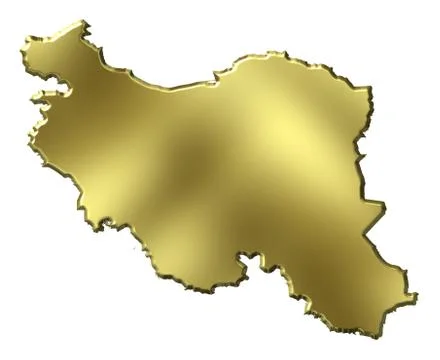 Iran 3d golden map Stock Illustration