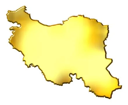 Iran 3d Golden Map Stock Illustration