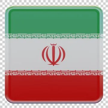 Iran 3d illustration flag on pole. Wood flagpole Illustration
