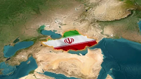 Iran 4k 3d map animation with flag by after effect Stockbeeldmateriaal 328250657