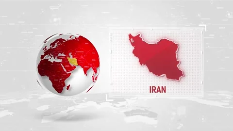 Iran 4K Tech Map Beside Globe On White Background. Stock Footage 340477037