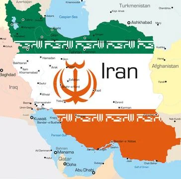 Iran Abstract vector color map of Iran country colored by national flag Co... Stock Photos