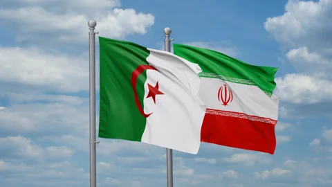 Iran and Algeria two flags Stock Footage 269315455