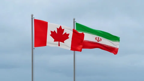 Iran and Canada flag Vídeos de archivo 252024004
