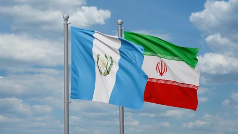 Iran and Guatemala two flags Stock Footage 269666449