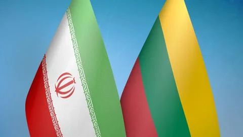 Iran and Lithuania two flags Illustrazione stock