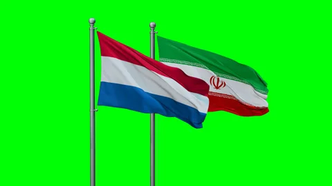 Iran and Luxembourg two flags Stock Footage 291856834