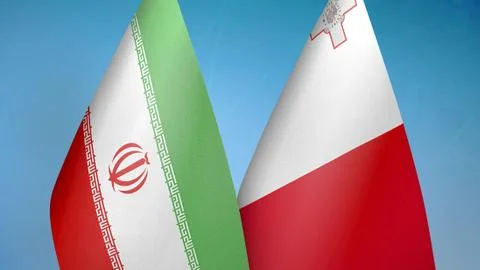 Iran and Malta two flags Stock Illustration