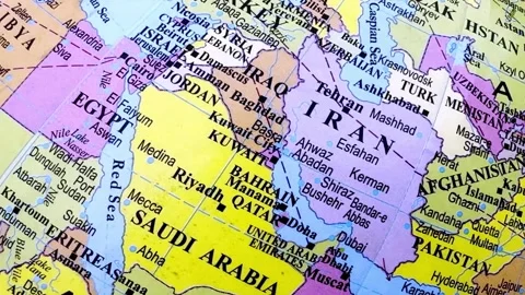 Iran and Middle East map Video stock 329103352