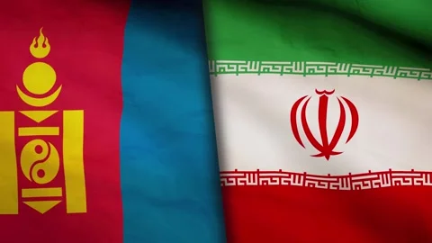 Iran and Mongolia flag Stock Footage 302749791