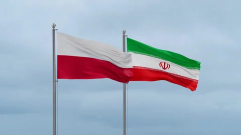 Iran and Poland flag Stock-Footage 252429596