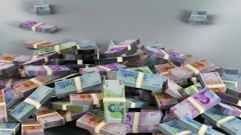 Iran Banknotes Money / Iranian rial / Currency ﷼ / IRR / Bundles Falling 스톡 동영상 220919853