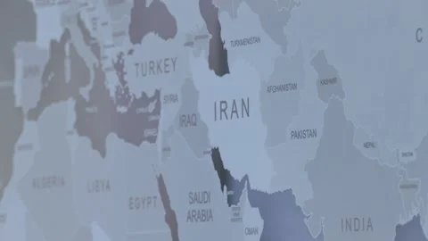 Iran close-up on the world map. Video stock 313443947