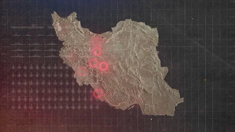 Iran Conflict Map 스톡 동영상 347413512