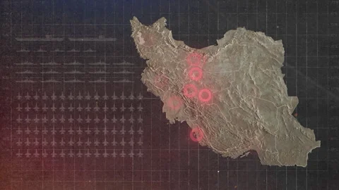 Iran Conflict Map Video stock 347413670