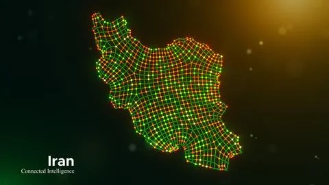 Iran Connected Intelligence Technology Network Map Presentation Concept Illustrazione stock