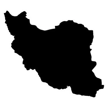 Iran country silhouette map vector, geopolitical borders, Persian Gulf coas.. Stock Illustration